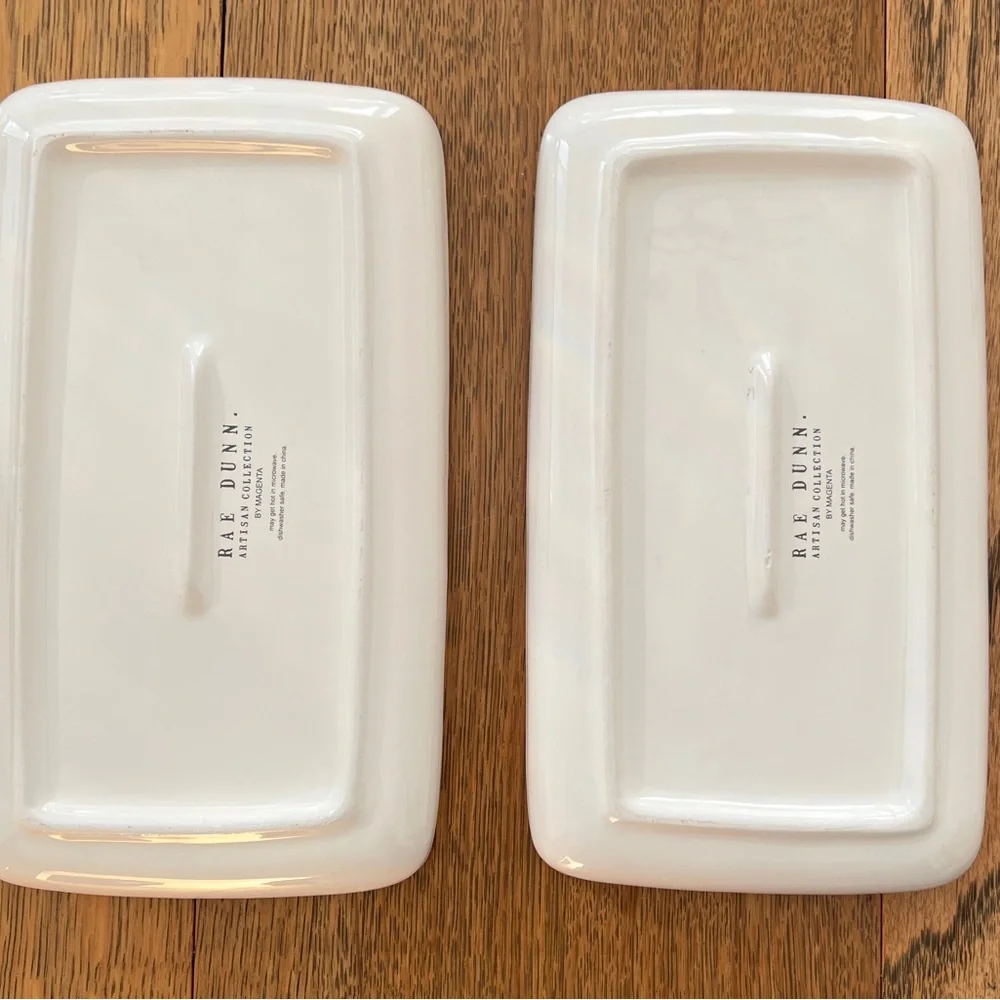 Rae Dunn White Trays with Ladybug and Bumblebee Designs